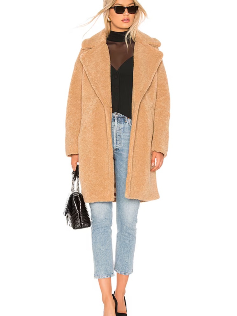 Kendall & Kylie Camel Teddy Faux-Sherpa Coat
